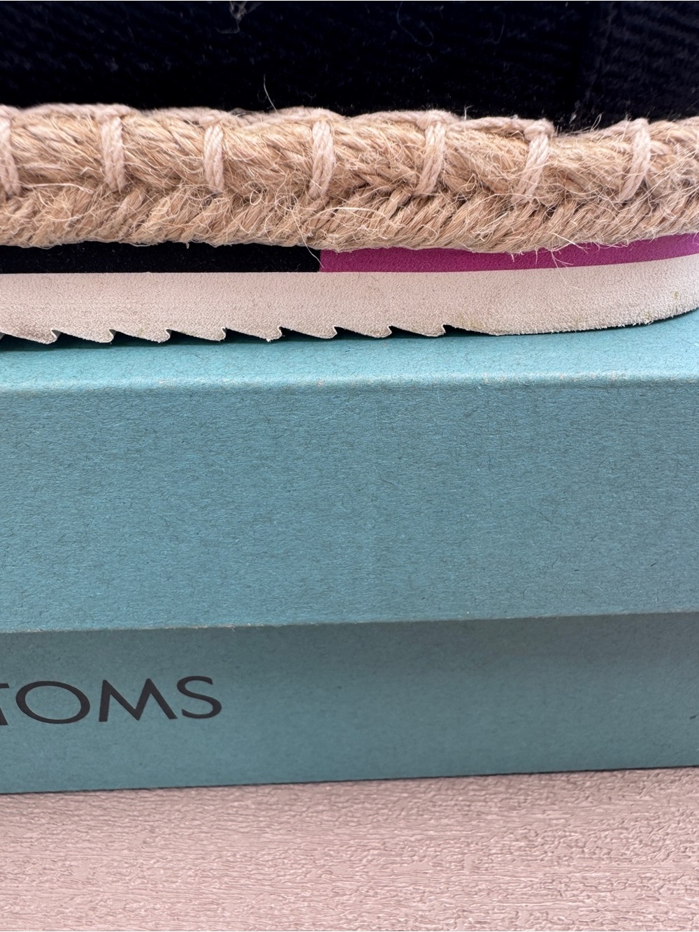 TOMS Woman’s Black Canvas Espadrille with Tan Accent - Picture 6 of 6